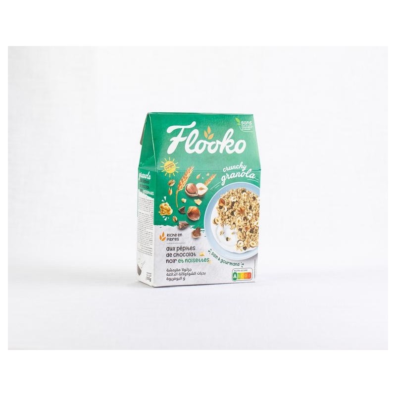 Crunchy Granola Flooko aux pépites de chocolat noir et noisettes 300g