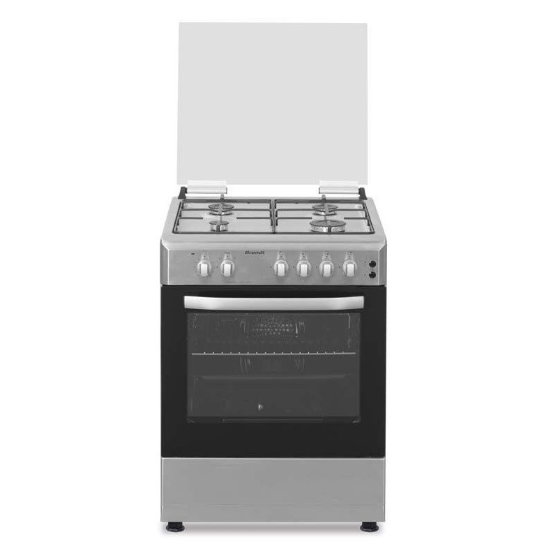 CUISINIERE A GAZ BRANDT 4 FEUX -BGE6241X- INOX