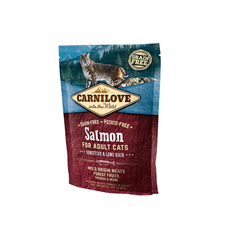 CARNILOVE CHAT SAUMON POILS LONG 400GR