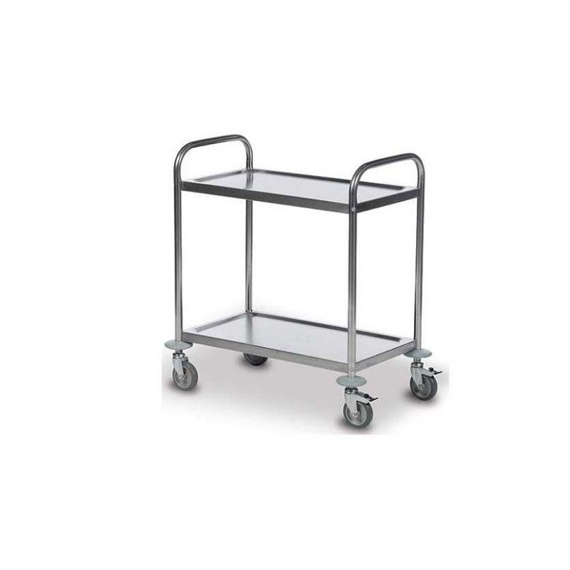 Chariot de soin - 2 étages - Inox - Avec roues - 40*60 -