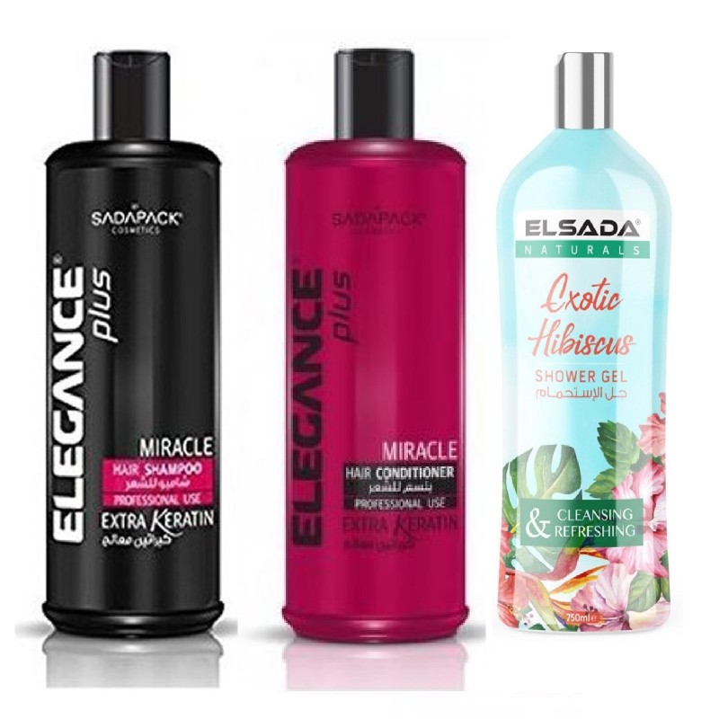 COFFRET 3*1 Beauty Coffret Shampoing Miracle-500ml + avec Conditionneur -500ml+gel douche-exotic Hibiscus-750ml