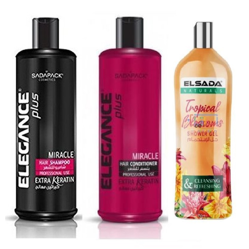 COFFET 3*1  Shampoing Miracle-500ml + Conditionneur -500ml+gel douche-Tropical Blossoms-750ml