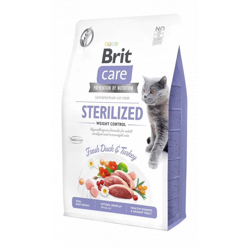 BRIT care sans céréales contrôle du poids pour chat stérilisé 2kg