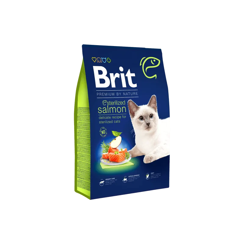 Brit Premium by Nature chat stérilisé saumon 8 KG