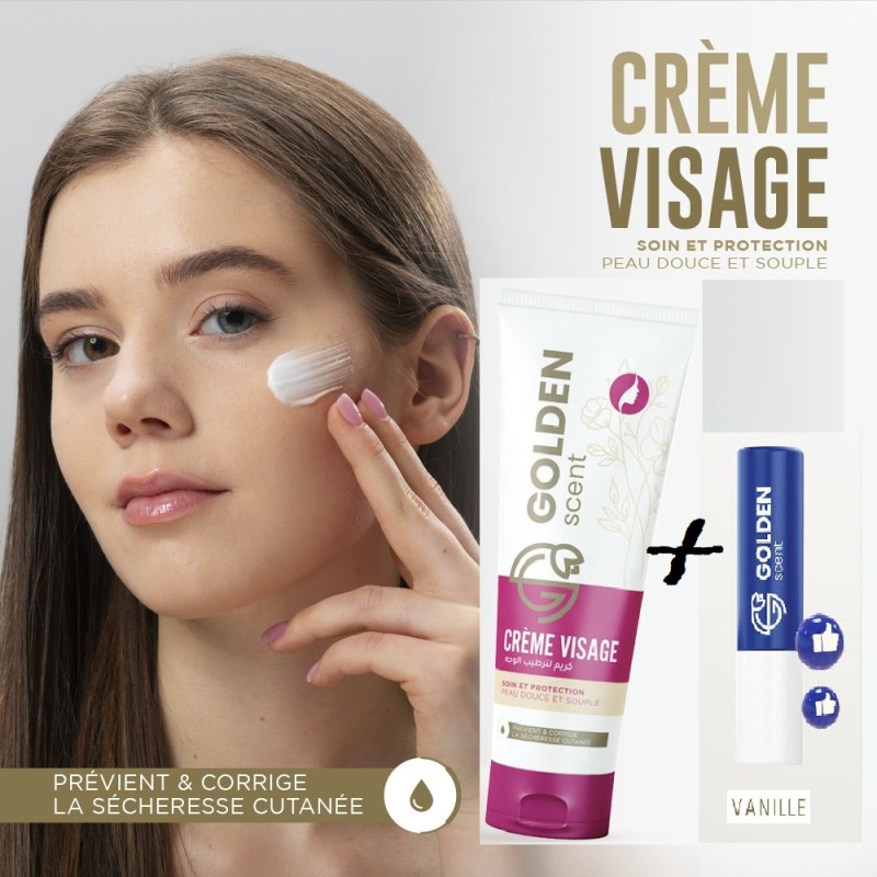 Golden Crème Visage - 125ml + Baume à Lèvres Gratuit