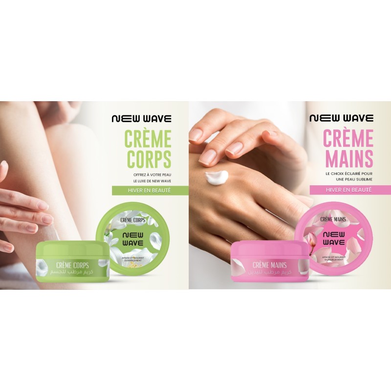 COFFRET Crème Mains NEW WAVE- 100ml + Crème Corps-NEW WAVE- 100ml