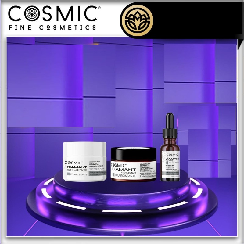 pack DIAMANT éclaircissement-crème de nuit 50ml + serum 30ml +gommage 50ml