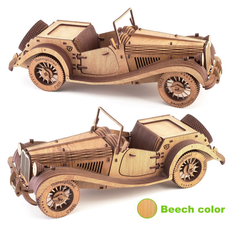 Tree D Puzzle Thoroughbred - Puzzle Bois 3D - Kit Maquette Voiture à Construire - Maquette en Bois à Construire Casse-Tête Adu