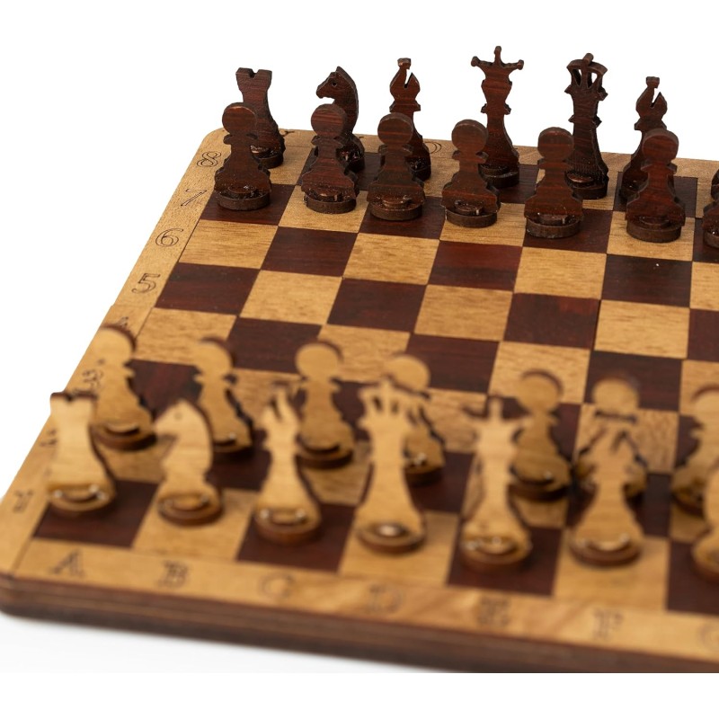 HappyWoods Book Chessboard - Jeu d'échecs en Bois d'olivier et pièces magnétiques - Échiquier Pliable/Portable pour Le Voyage