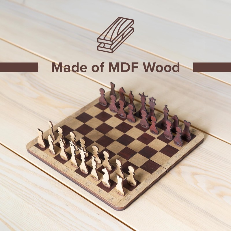 HappyWoods Book Chessboard - Jeu d'échecs en Bois d'olivier et pièces magnétiques - Échiquier Pliable/Portable pour Le Voyage