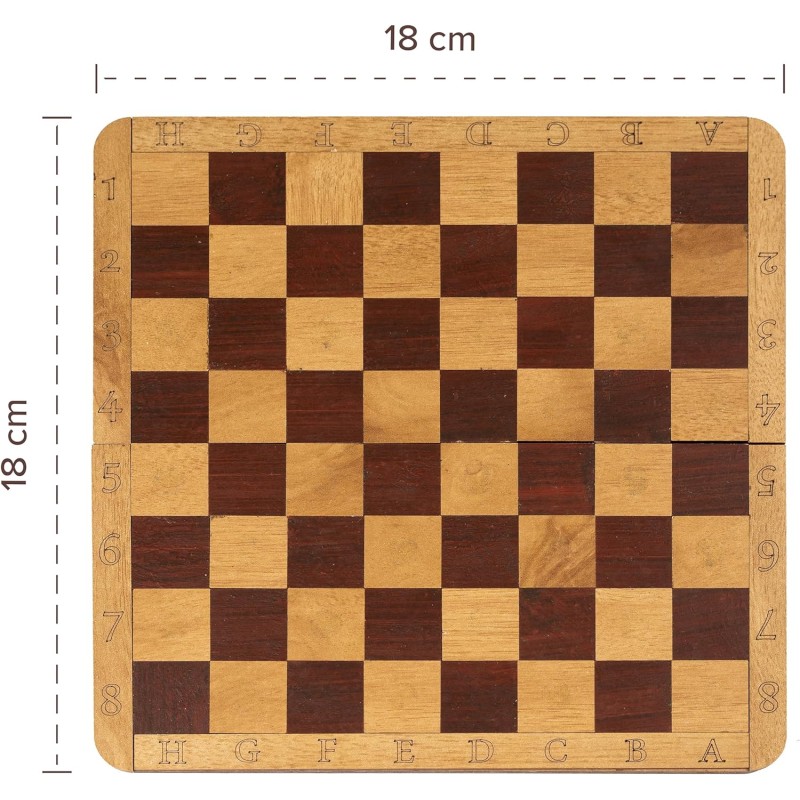 HappyWoods Book Chessboard - Jeu d'échecs en Bois d'olivier et pièces magnétiques - Échiquier Pliable/Portable pour Le Voyage