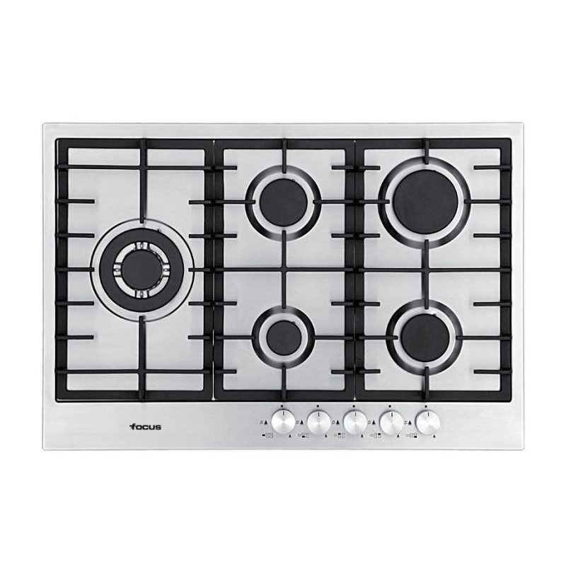 PLAQUE 5 FEUX GAZ 75CM GR FONTE INOX FOCUS