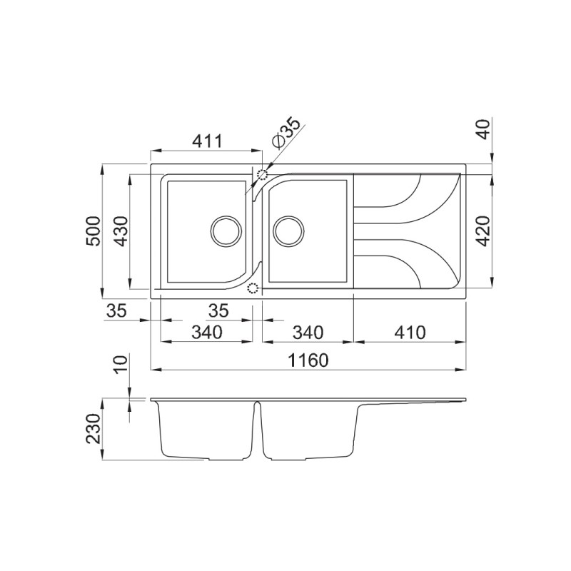 EVIER FOCUS GRANITECK (F.116G)