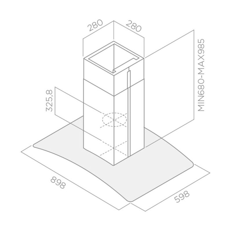 HOTTE CENTRALE FOCUS F915X 90 CM - INOX & VITRE