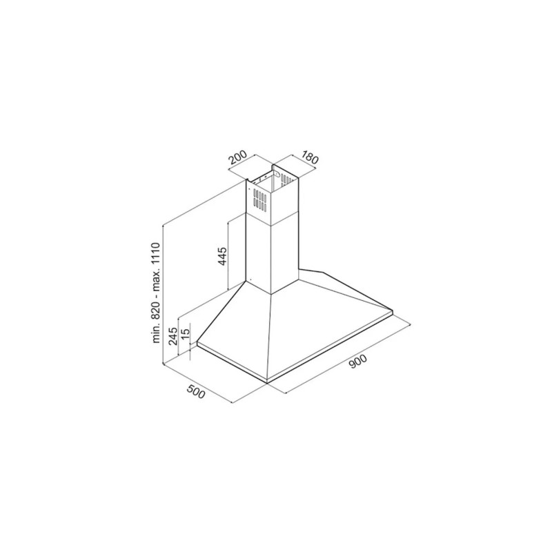 Hotte Cheminée FOCUS 90 cm - Blanc (F.905W)