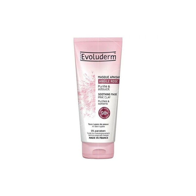 Evoluderm Masque Apaisant à l'Argile Rose Purifie & Adoucit - 0% Paraben - 100ml