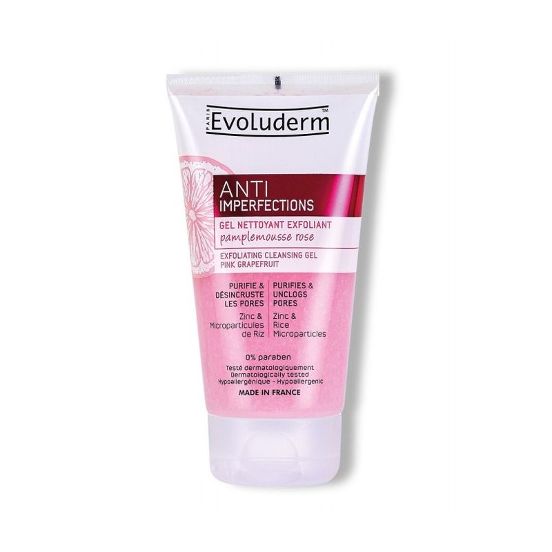 Evoluderm Gel Nettoyant Exfoliant Au Pamplemousse Rose Anti-Imperfections -150ml