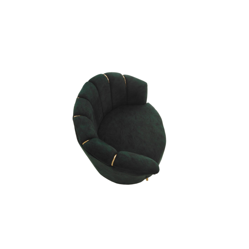 Chaise de salon vert avec ceinture doré- L1MXl75cmxH88cm