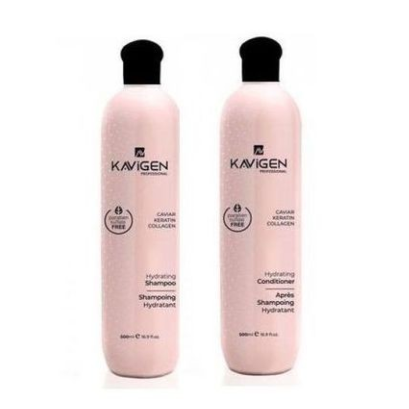 Kavigen Shampoing et Après Shampoing Professionnel Hydratant Sans Sulfate 500ml +500ml