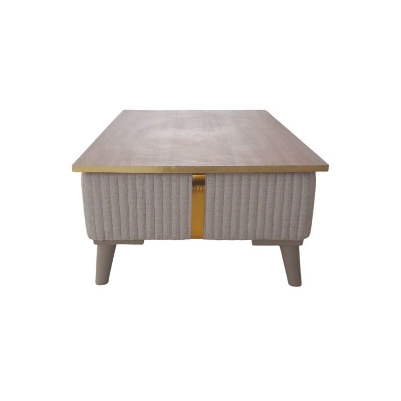 Table de salon Mdf high gloss effet marbre NOIR 93x61x35 cm