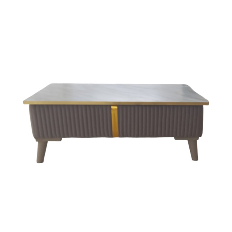 Table de salon Mdf high gloss effet marbre NOIR 93x61x35 cm