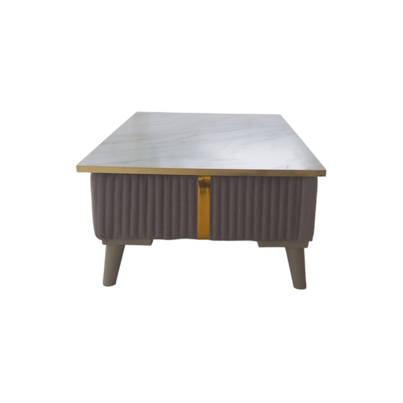 Table de salon Mdf high gloss effet marbre NOIR 93x61x35 cm