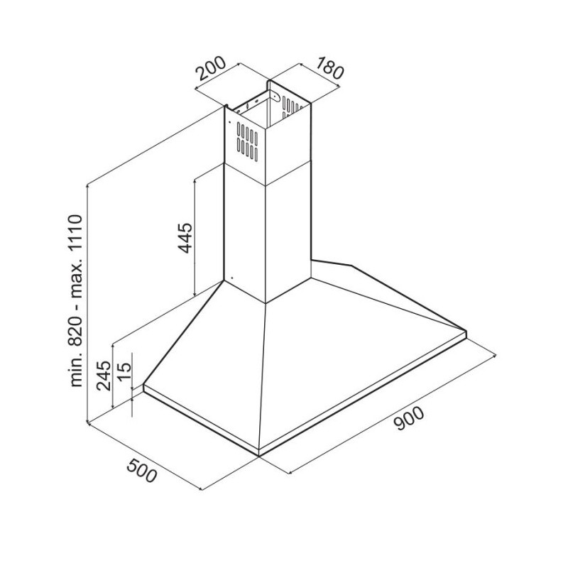 HOTTE PYRAMIDE FOCUS F905B 90 CM - NOIR