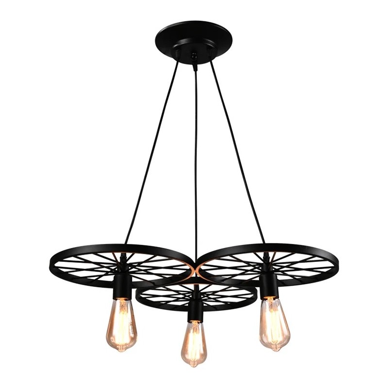 Lustre vintage 3 roue noir