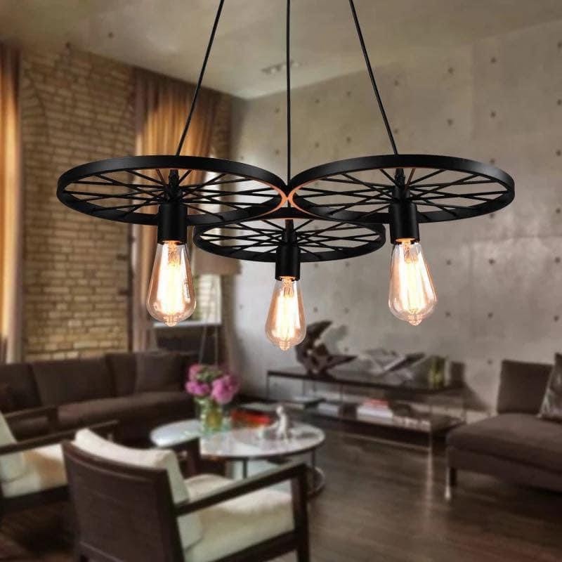 Lustre vintage 3 roue noir