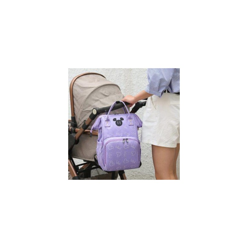 SAC A DOS DE MATERNITÉ VIOLET LILAS AVEC PORT USB – MICKEY