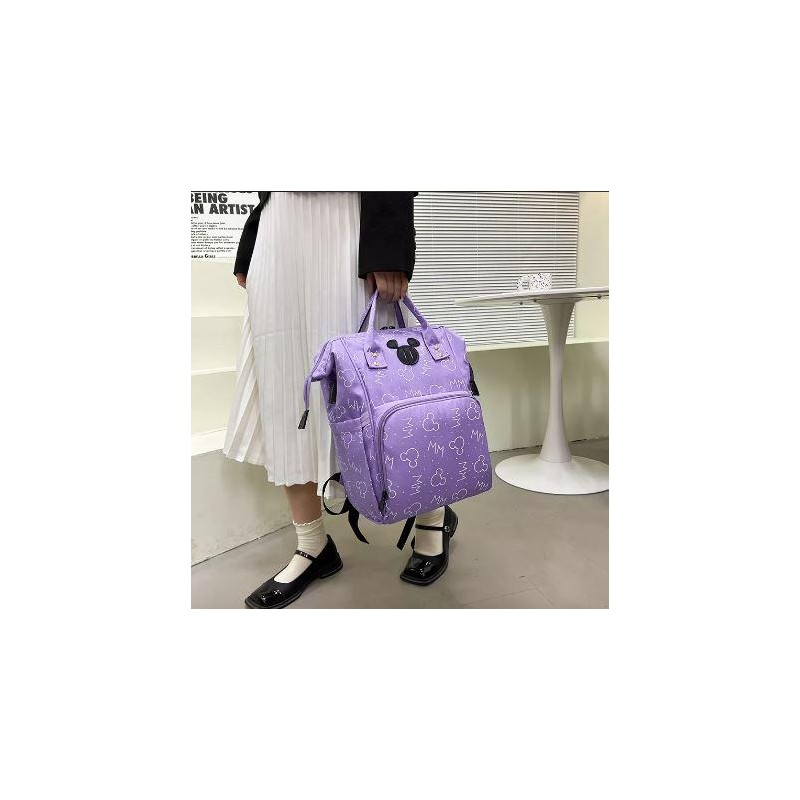 SAC A DOS DE MATERNITÉ VIOLET LILAS AVEC PORT USB – MICKEY