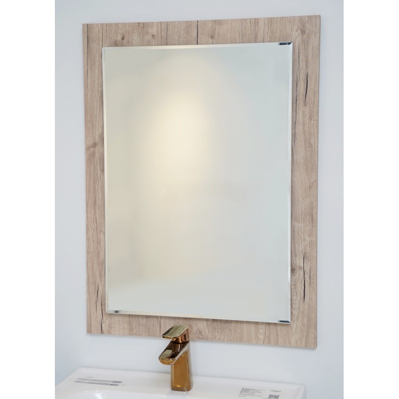 MEUBLE 60 IGLOSS 2 CASSIER EFFET BOIS / BLANC MIROIR SIMPLE