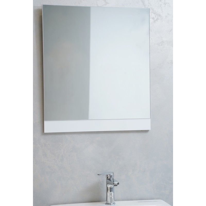 MEUBLE 60 IGLOSS BLANC 1 TIROIR + MIROIR RECTANGULAIRE + PLAN VASQUE 60 SARIMED ALPINO