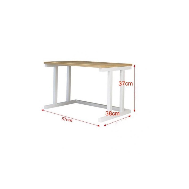 Étagère four micro-ondes - Bois et Acier - Blanc - H x L x P(37x57x38)cm