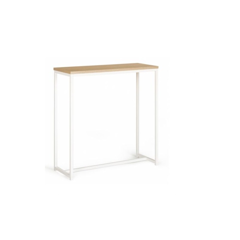 Console - bois mdf Marron et Acier Blanc - L - l - H(80x30x80)cm