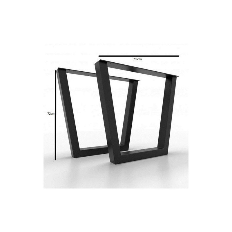 2 pièces Pieds de table - Acier Noir - L x H(60 x 72)cm,