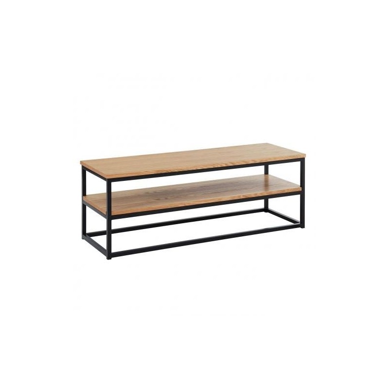 Table TV - Bois mdf marron et acier noir - H x L x l(42x120x40)cm