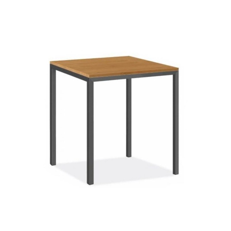 Table de cuisine - Bois mdf Marron et Acier - Noir - H x L x P(74 x 60 x 60)cm