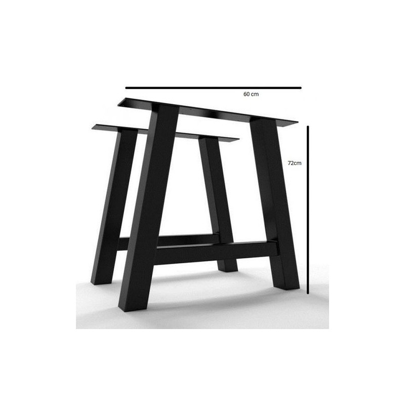 2 pièces Pieds de table - Acier Noir - L x H(60 x 72)cm,