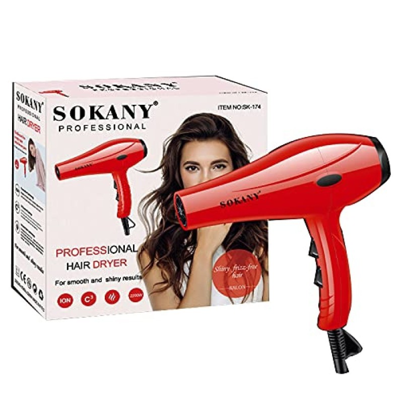 Sokany Sèche Cheveux Professionnelle - Rouge - 2200 W