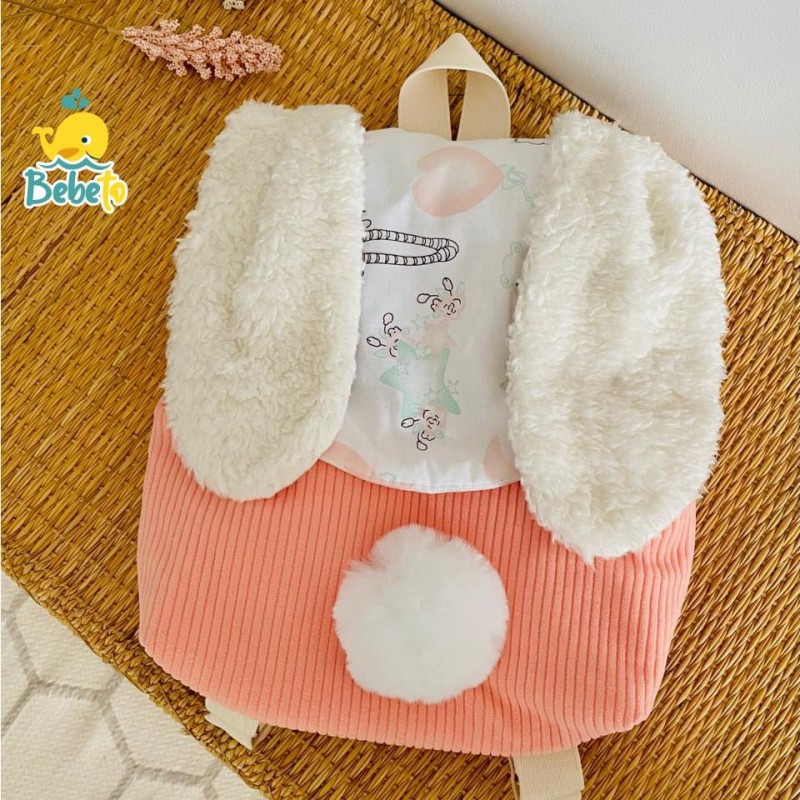 sac a dos lapin pompon coton