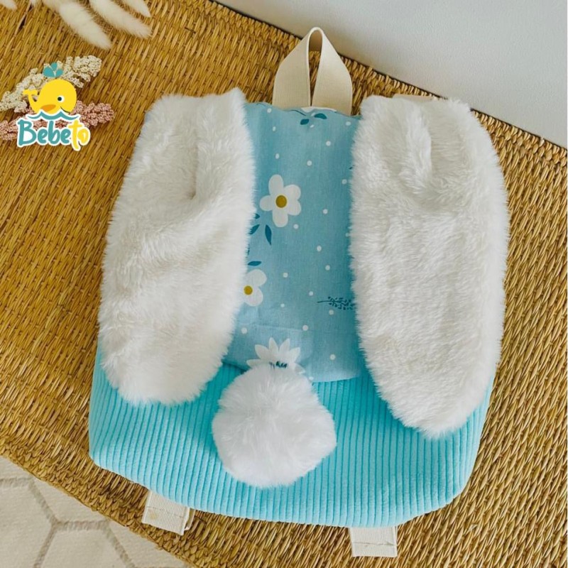 sac a dos lapin pompon coton