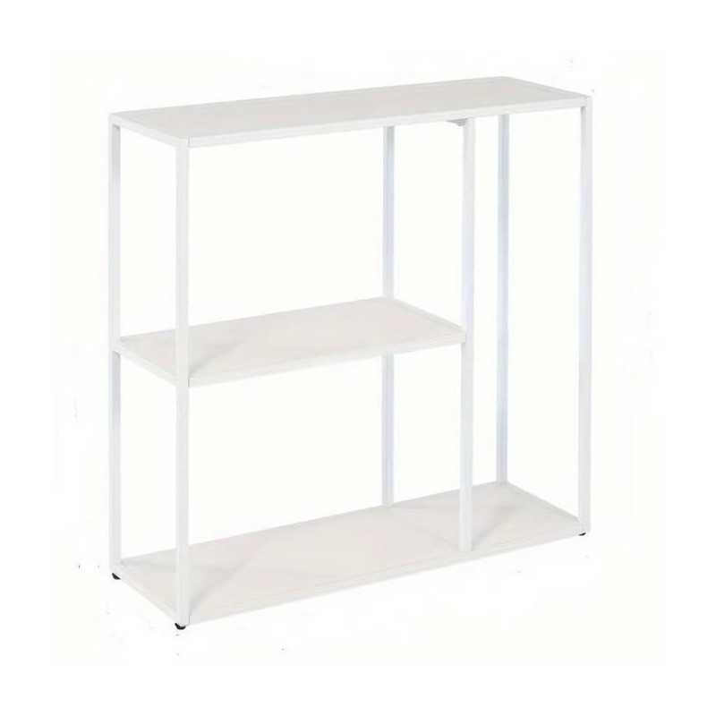 Console - bois mdf et Acier Blanc - L - l - H(80x30x75)cm