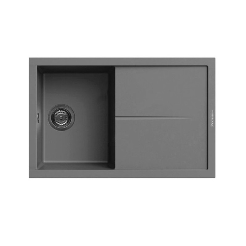 ÉVIER DE CUISINE ENCASTRABLE FOCUS GRANITECK 1 BAC + ÉGOUTTOIR FILO 100CM - GRIS