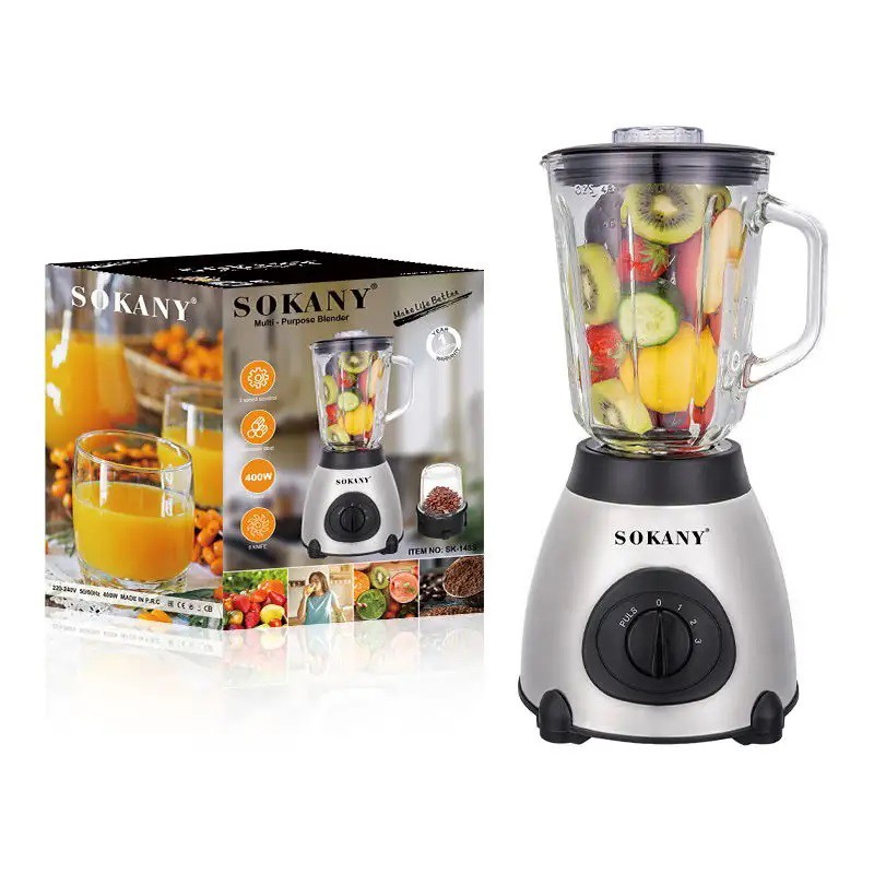 Blender 1.5L En Verre Mixeur 2en1- 400W  Moulin A Épices Sokany