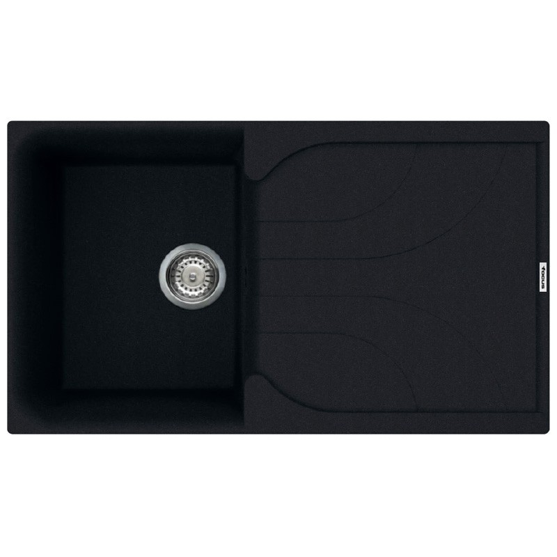 ÉVIER DE CUISINE ENCASTRABLE FOCUS GRANITECK 1 BAC + ÉGOUTTOIR 86CM - NOIR