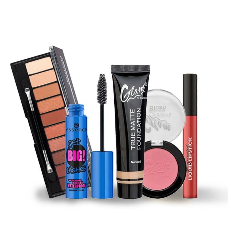 Pack Maquillage: Fond de teint + Mascara + Blush + Gel liquide lipstick+ Bronzer