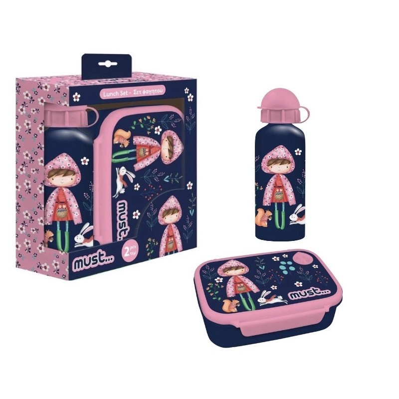 Coffret fille : Boite à Goûter Alimentaire + Bouteille à Eau En Aluminium