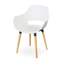 Chaise SOTUFAB Cosmos avec socle en bois - Blanc