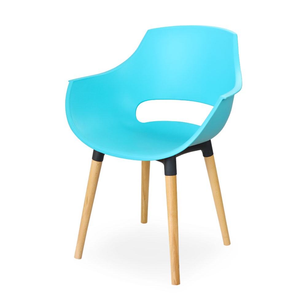 Chaise SOTUFAB Cosmos avec socle en bois - Bleu aqua